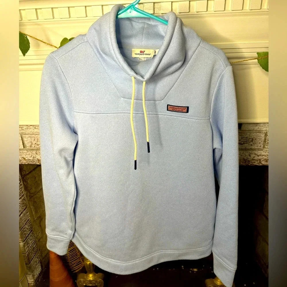 Vineyard Vines Funnel Neck Shep Shirt Pullover Sweatshirt Periwinkle Blue Women